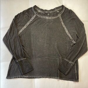 Zenana Acid Wash Black Long Sleeve T-Shirt